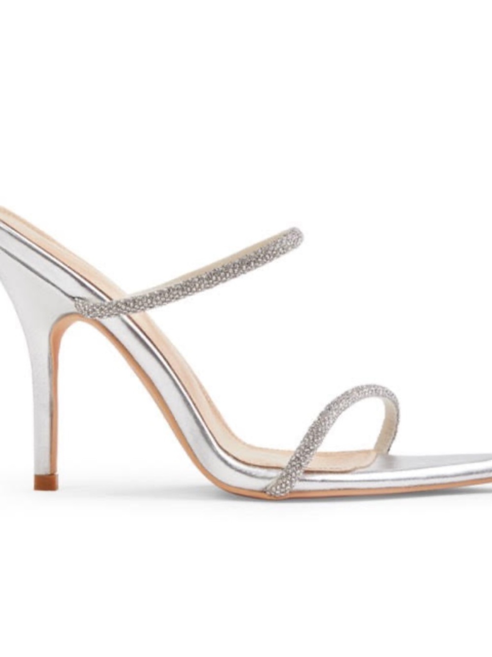 ByDose Silver Rhinestone Pointed Toe Mules